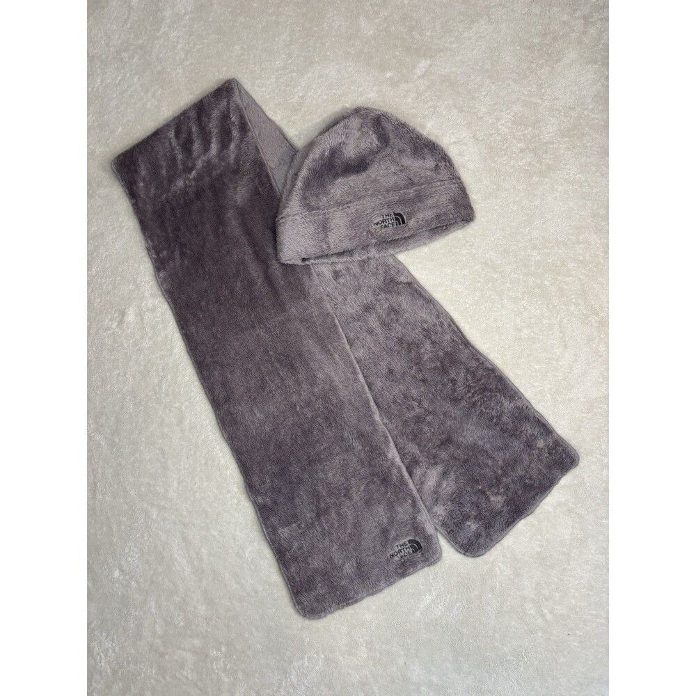 The North Face Women’s Fleece Beanie And Scarf Gray OS Winter Warm Soft